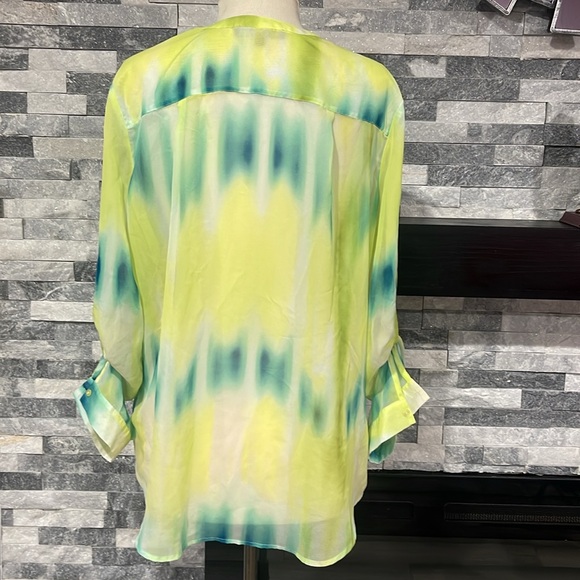 FRED DAVID MULTI COLOR BUTTON DOWN TOP SHIRT BLOUSE XL - Picture 6 of 9